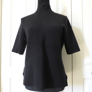 Ann Taylor Mock Neck Sweater Top in Black